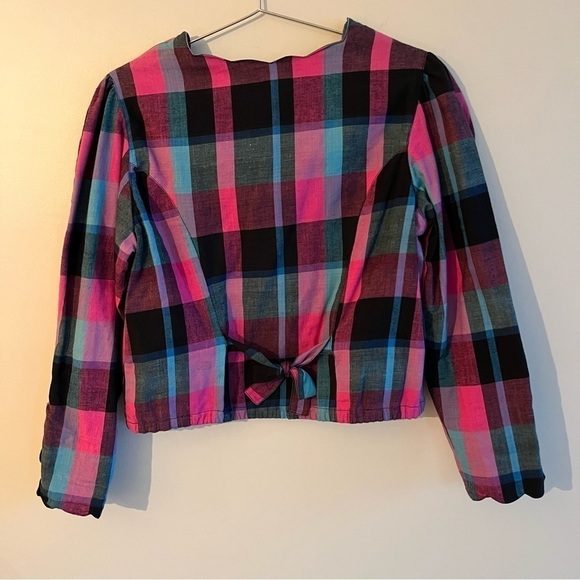 Vintage The Cotton Collection Matching Checkered Long Sleeve Blouse & Sk… - Picture 11 of 16